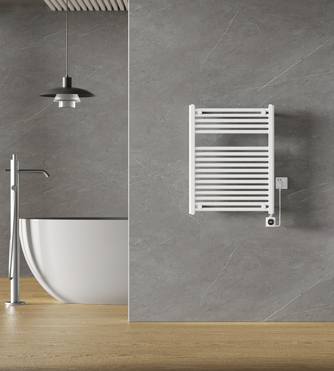 Smart WIFI - elektrische handdoekradiator - Glans Wit - 76,6 x 60 cm