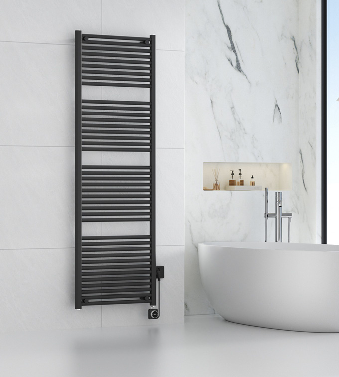 Smart - elektrische handdoekradiator (1000 Watt) - Mat Zwart - 181,7 x 60