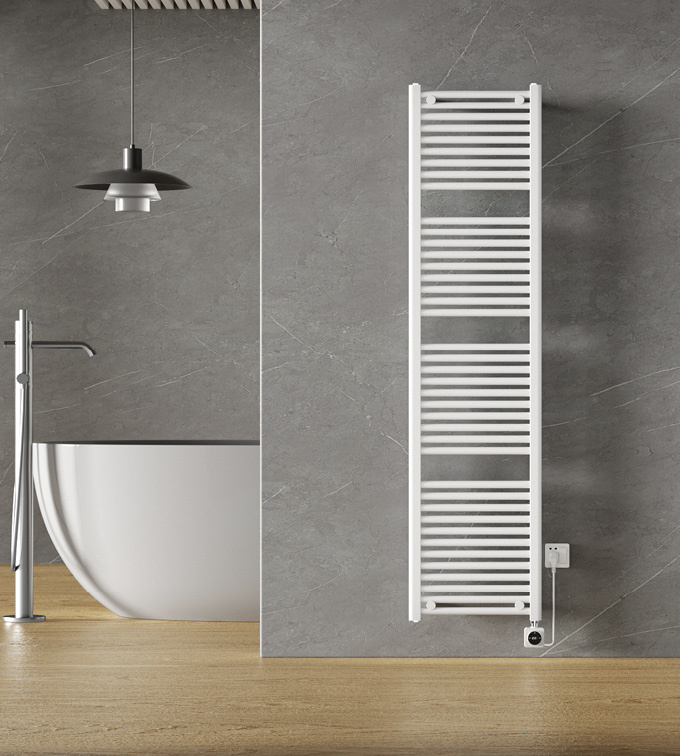 Smart - elektrische handdoekradiator (1000 Watt) - Glans Wit - 181,7 x 45