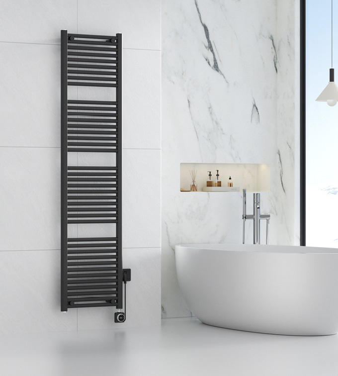 Smart - elektrische handdoekradiator (1000 W)  - Mat Zwart - 181,7 x 45