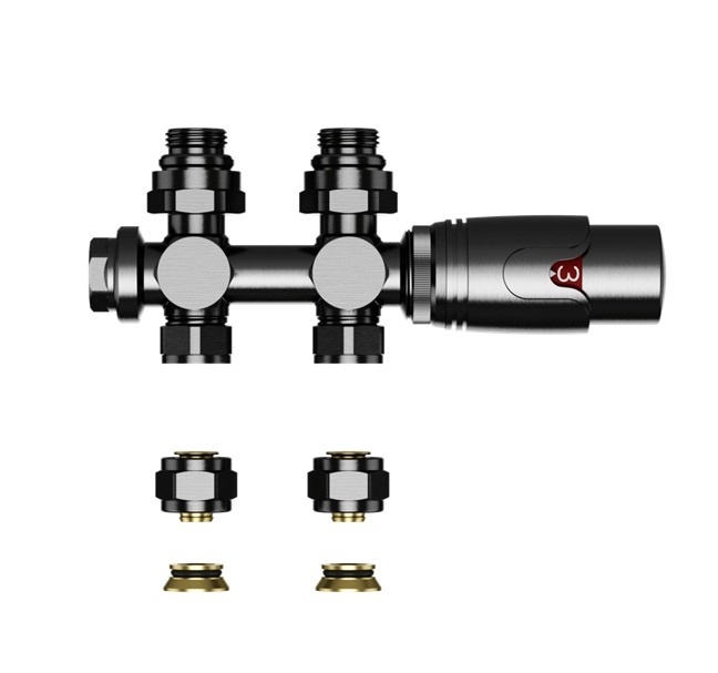Thermostatisch Multi blok set 16 mm - Gun metal