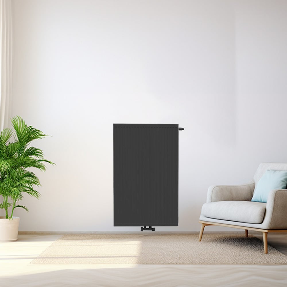 H90 x B100 T11 - Paneelradiator C8 geribbelde voorzijde Mat Zwart