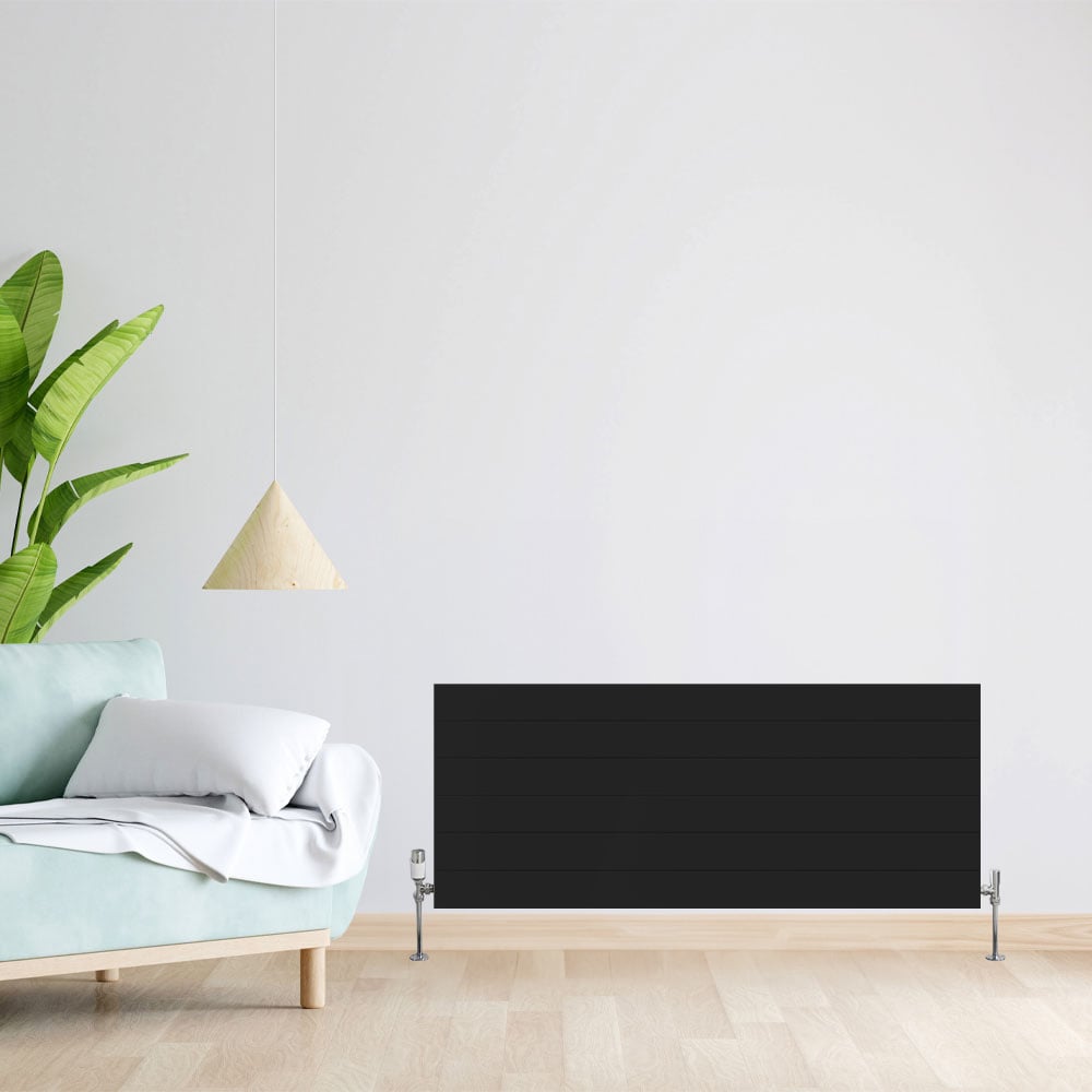 H60 x B80 T11 - Paneelradiator C4 gegroefde voorzijde Mat Zwart