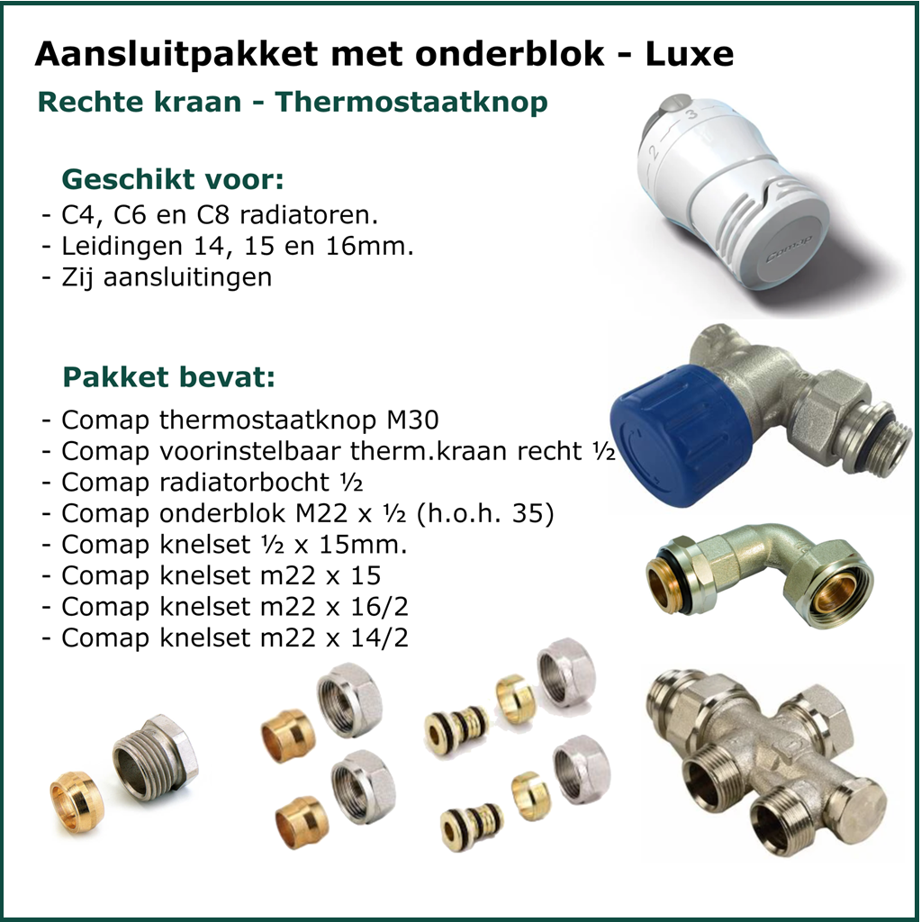 Set 8 - Aansluitset Recht - Onderblok - Luxe