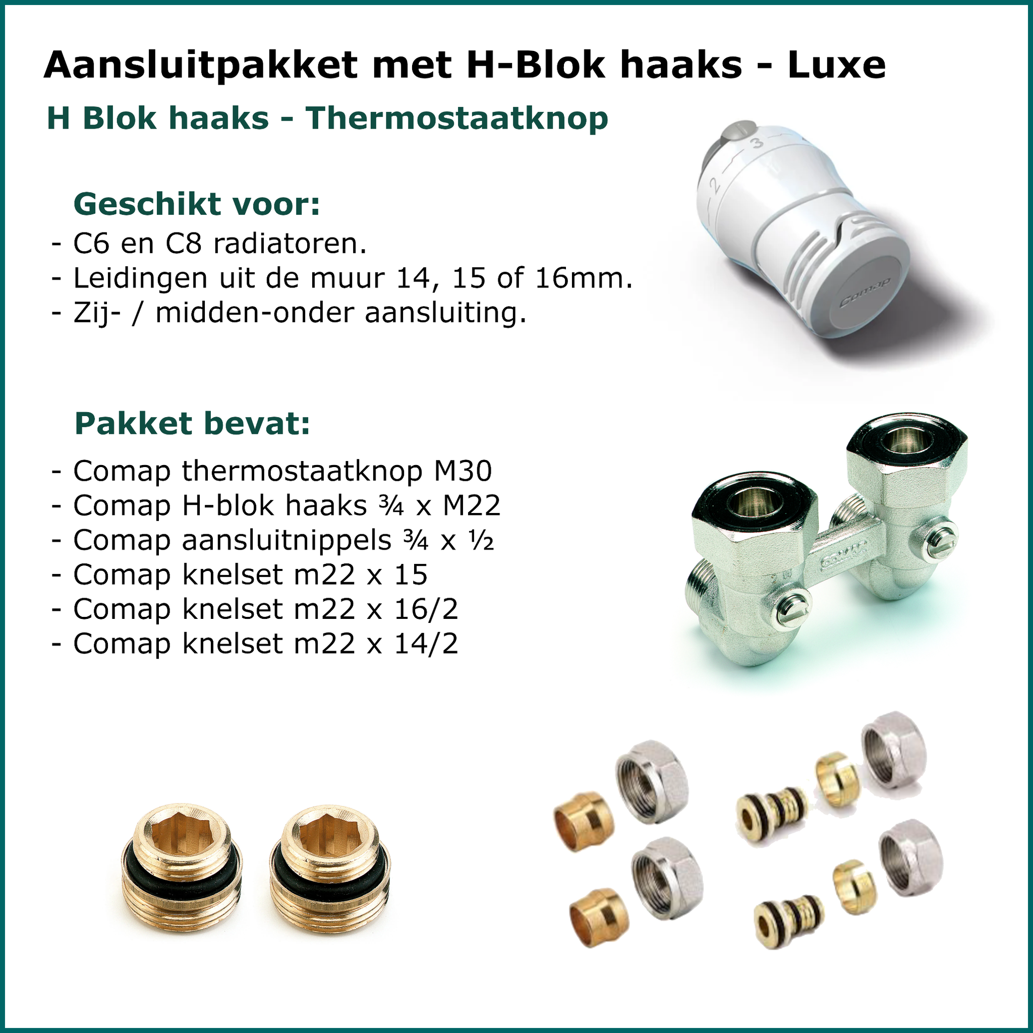 Aansluitset Onderblok Haaks - H-Blok - Luxe