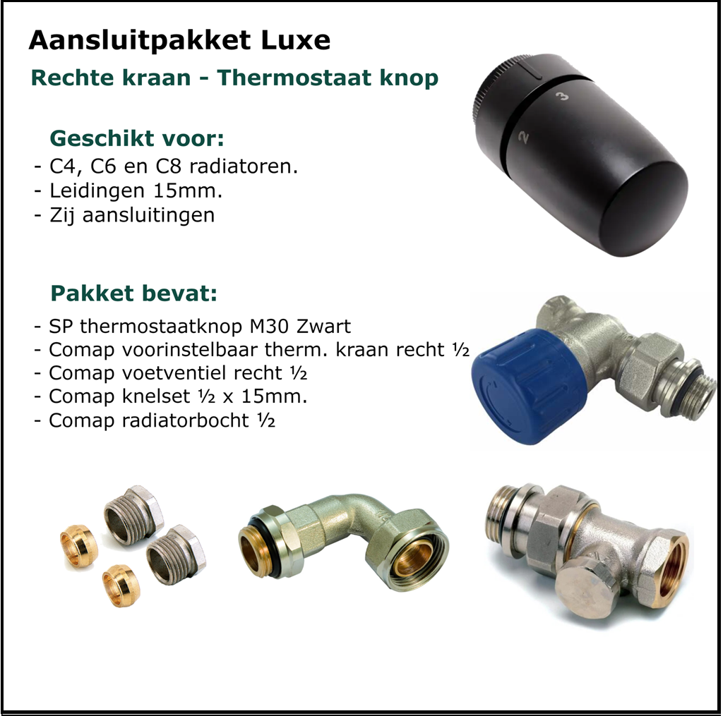 Set 3 - Zij Aansluitset Recht - Luxe - Zwart