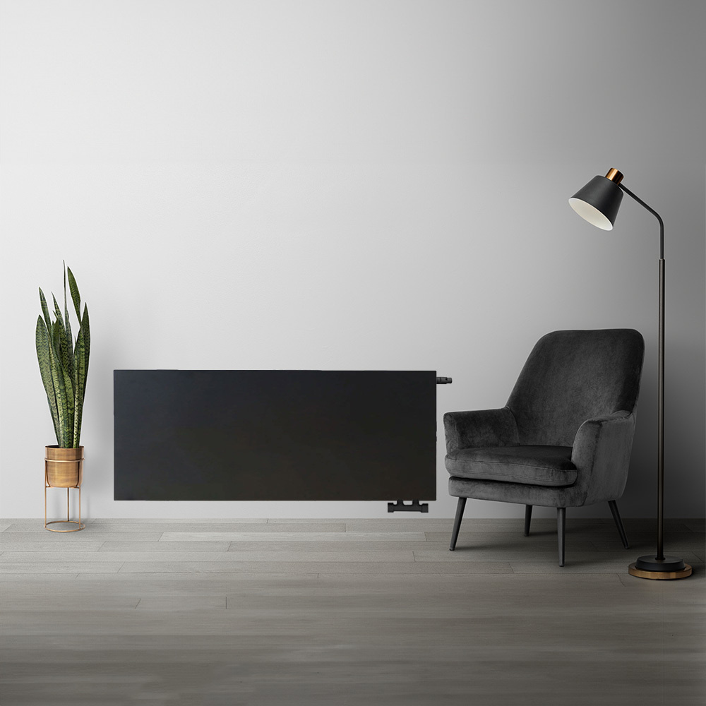 H40 x B220 T22 - Paneelradiator C6 vlakke voorzijde Mat Zwart