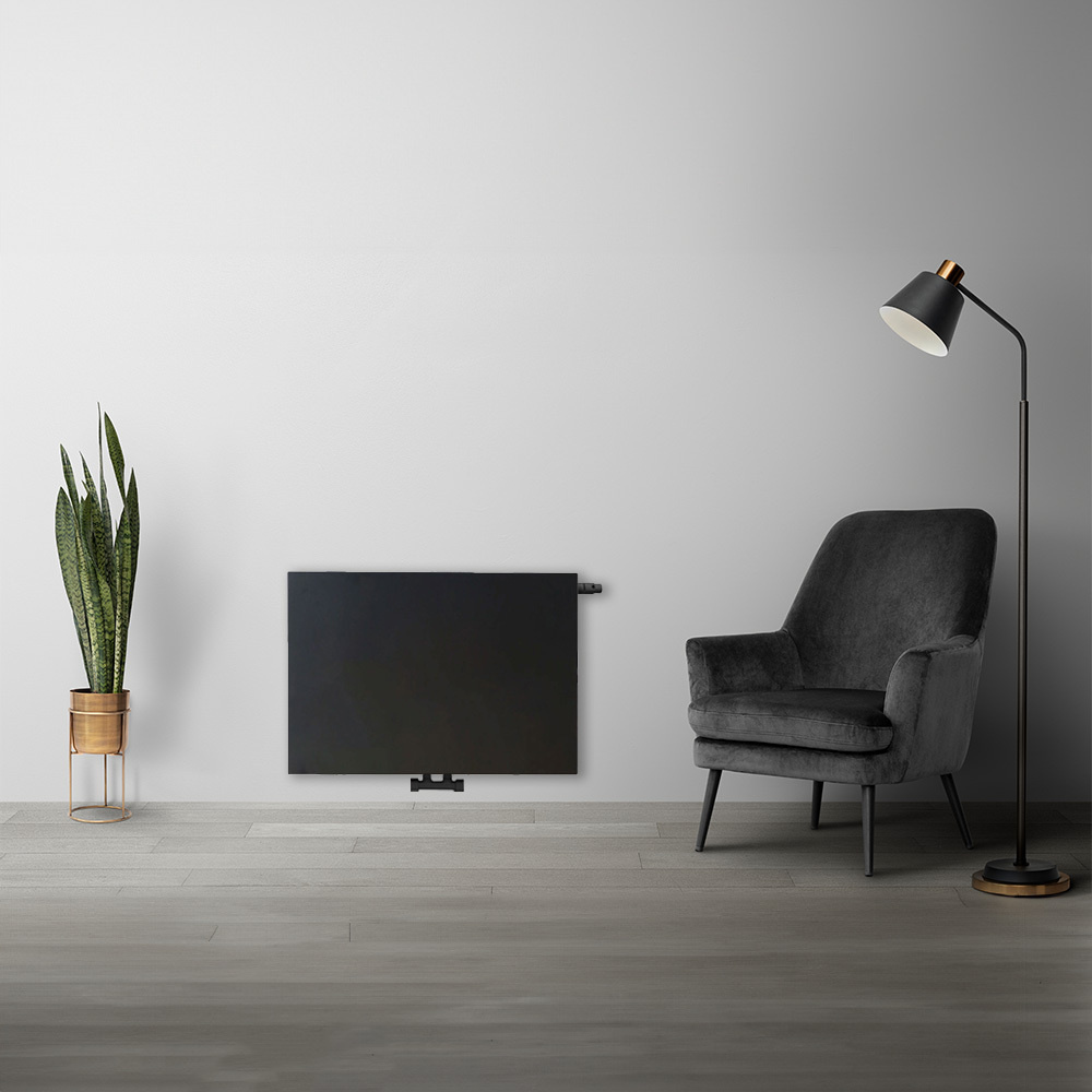 H90 x B100 T33 - Paneelradiator C8 vlakke voorzijde Mat Zwart