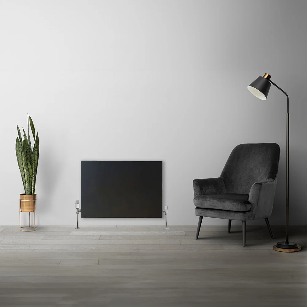 Paneelradiator met vlakke voorzijde zwart