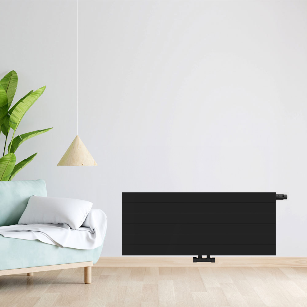 H40 x B140 T22 - Paneelradiator C8 gegroefde voorzijde Mat Zwart