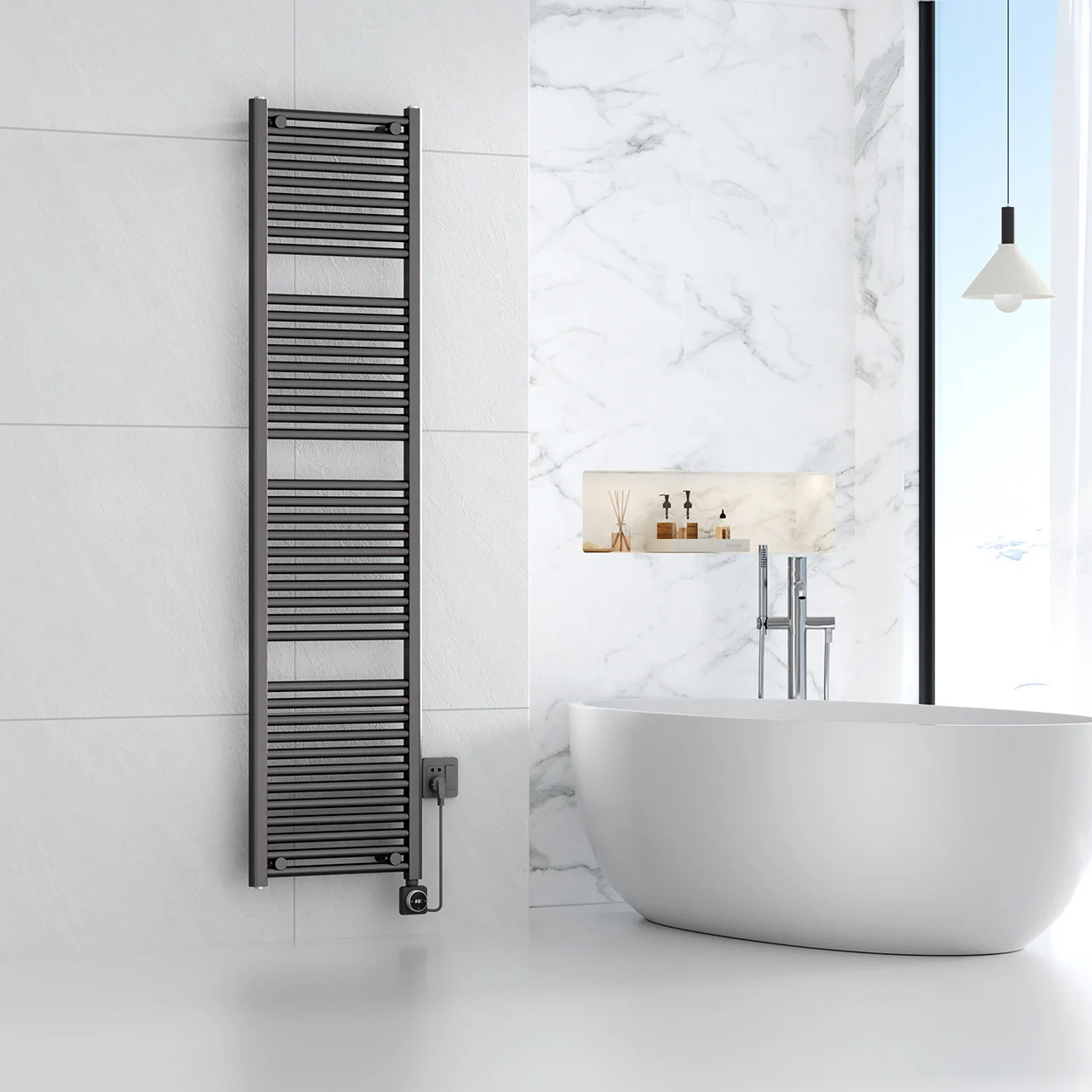 Smart WIFI elektrische handdoekradiator Gunmetal (1000 Watt)  181,7 x 45 cm