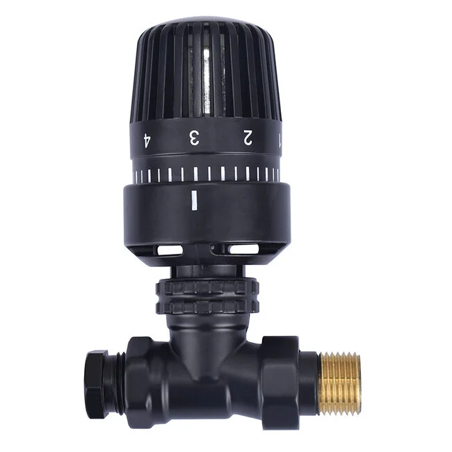 thermostatische radiatorventiel 1/2x15mm recht mat-zwart