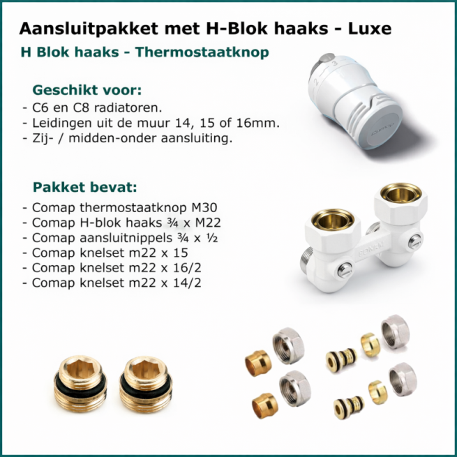 Aansluitset Wit Total Onderblok Haaks - H-Blok - Luxe